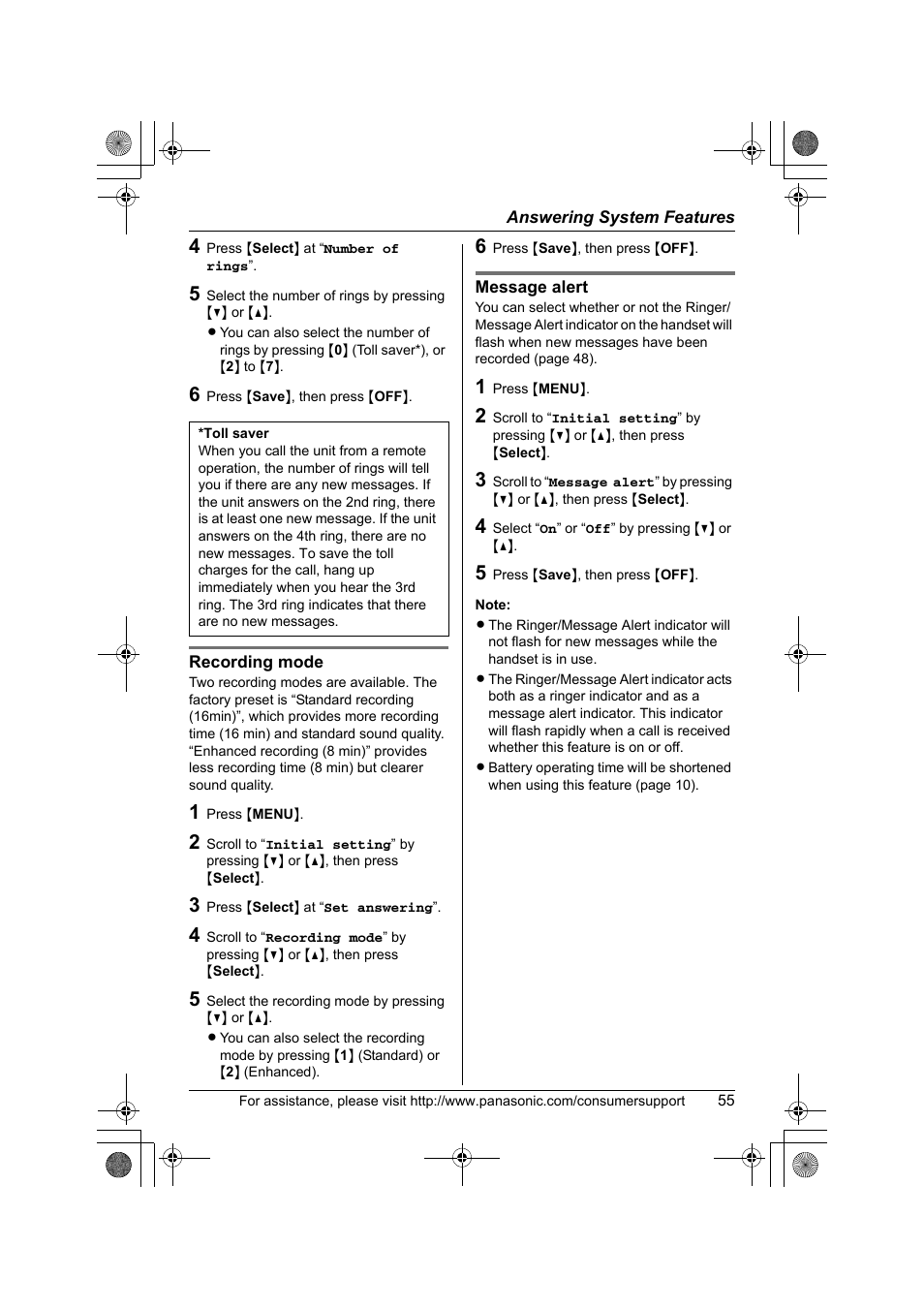 Panasonic KX-TG2388 User Manual | Page 55 / 76