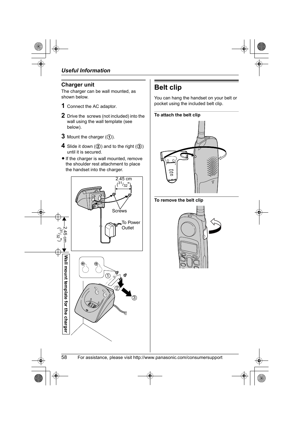 Belt clip | Panasonic KX-TG2388 User Manual | Page 58 / 76