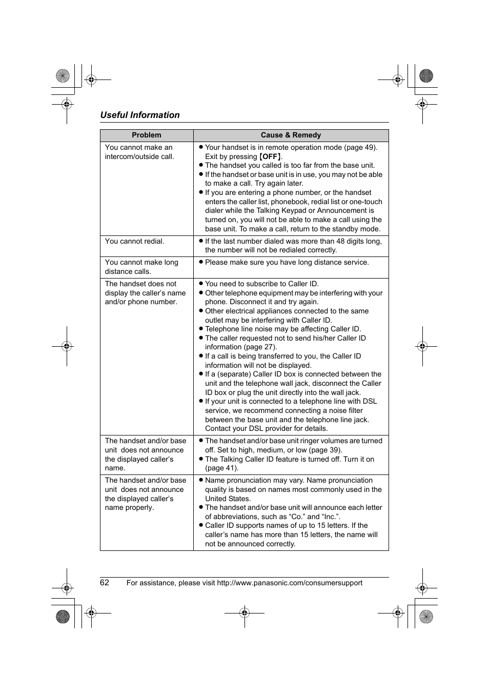 Panasonic KX-TG2388 User Manual | Page 62 / 76