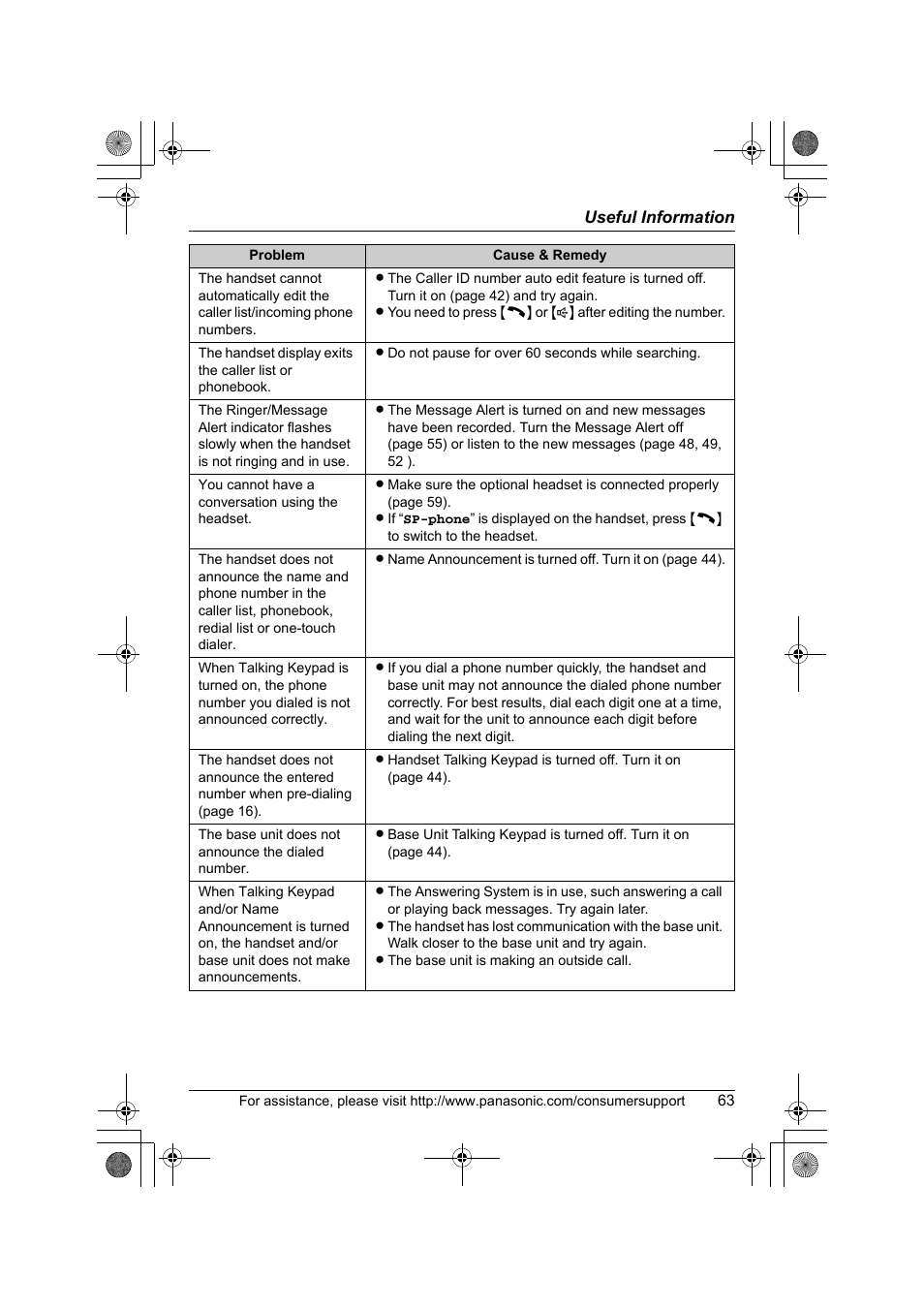 Panasonic KX-TG2388 User Manual | Page 63 / 76