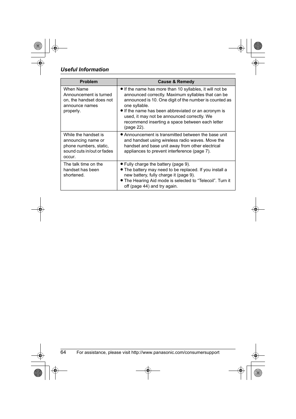 Panasonic KX-TG2388 User Manual | Page 64 / 76