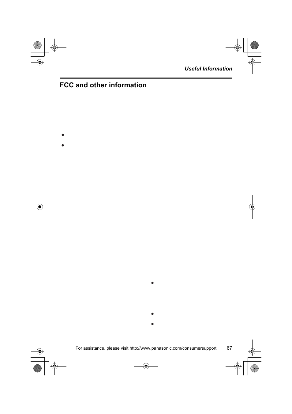 Fcc and other information | Panasonic KX-TG2388 User Manual | Page 67 / 76