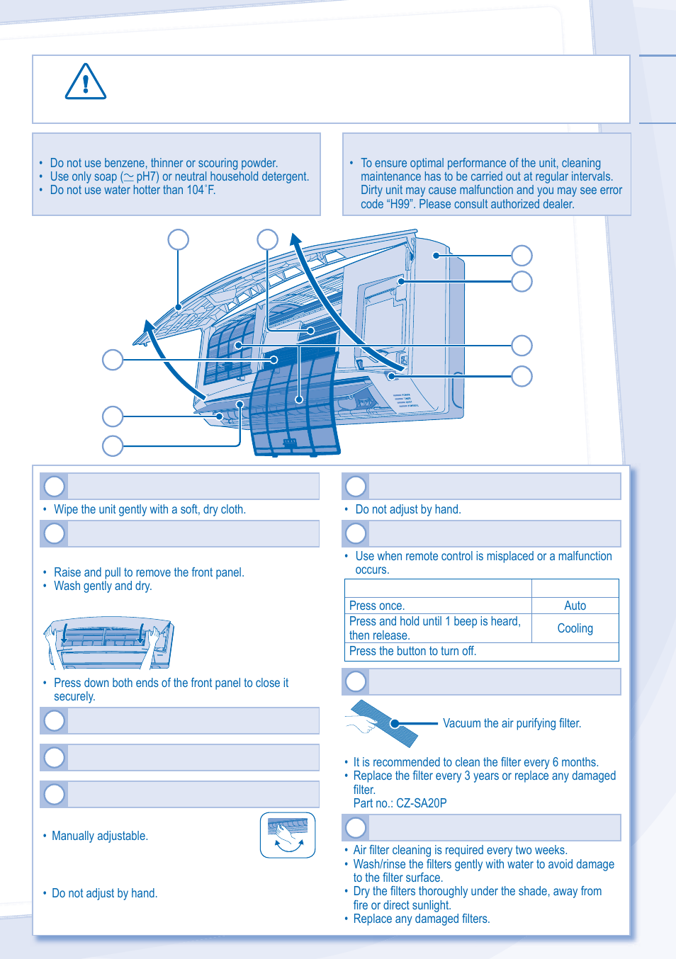 Indoor unit | Panasonic CU-S9JKU User Manual | Page 5 / 20