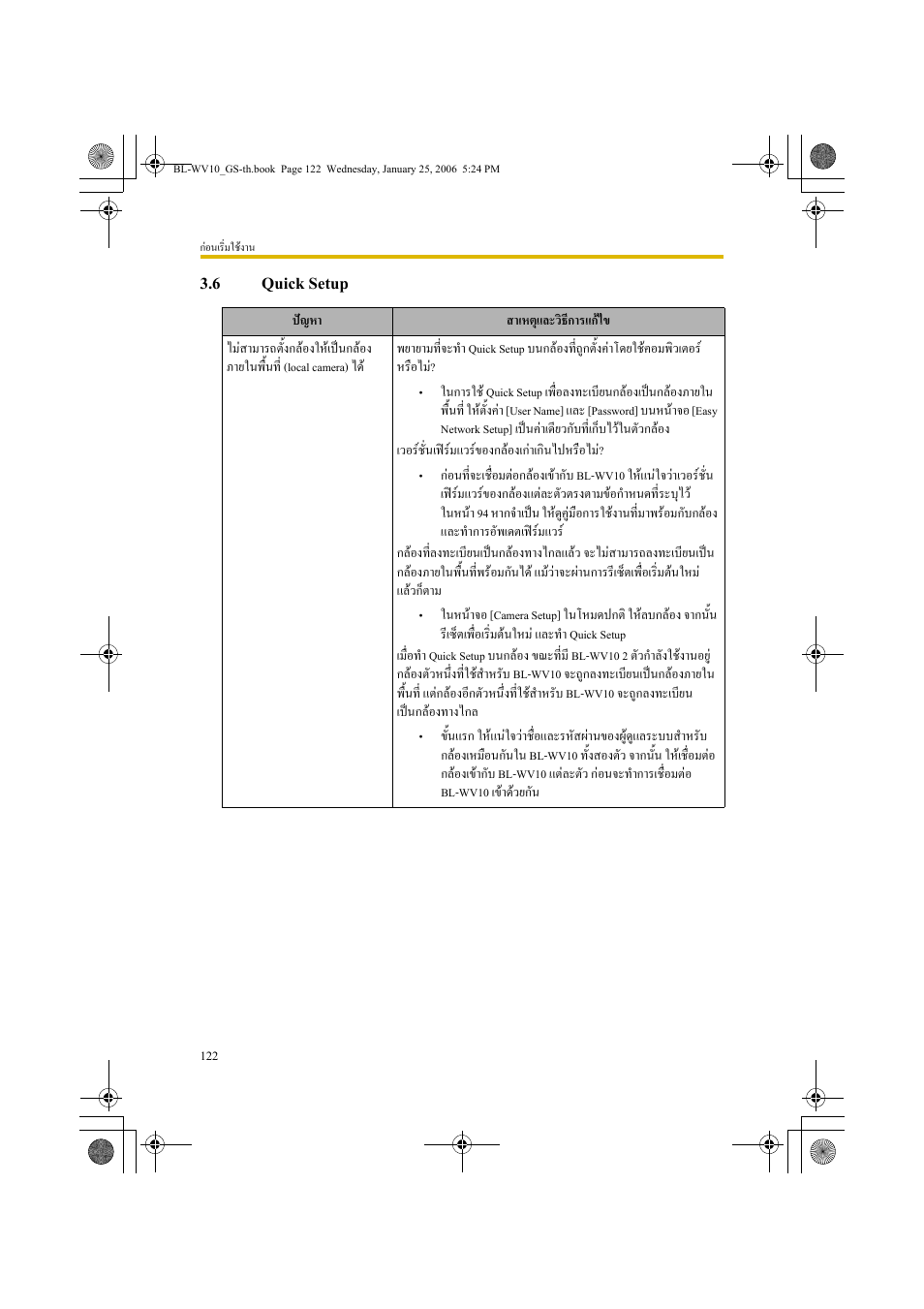 Quick setup, 6 quick setup | Panasonic BL-WV10 User Manual | Page 122 / 132