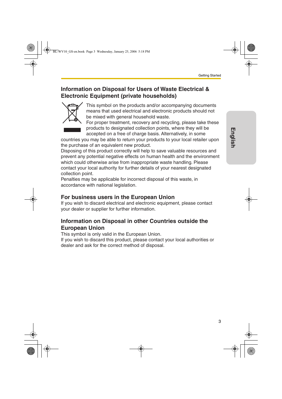 Panasonic BL-WV10 User Manual | Page 3 / 132