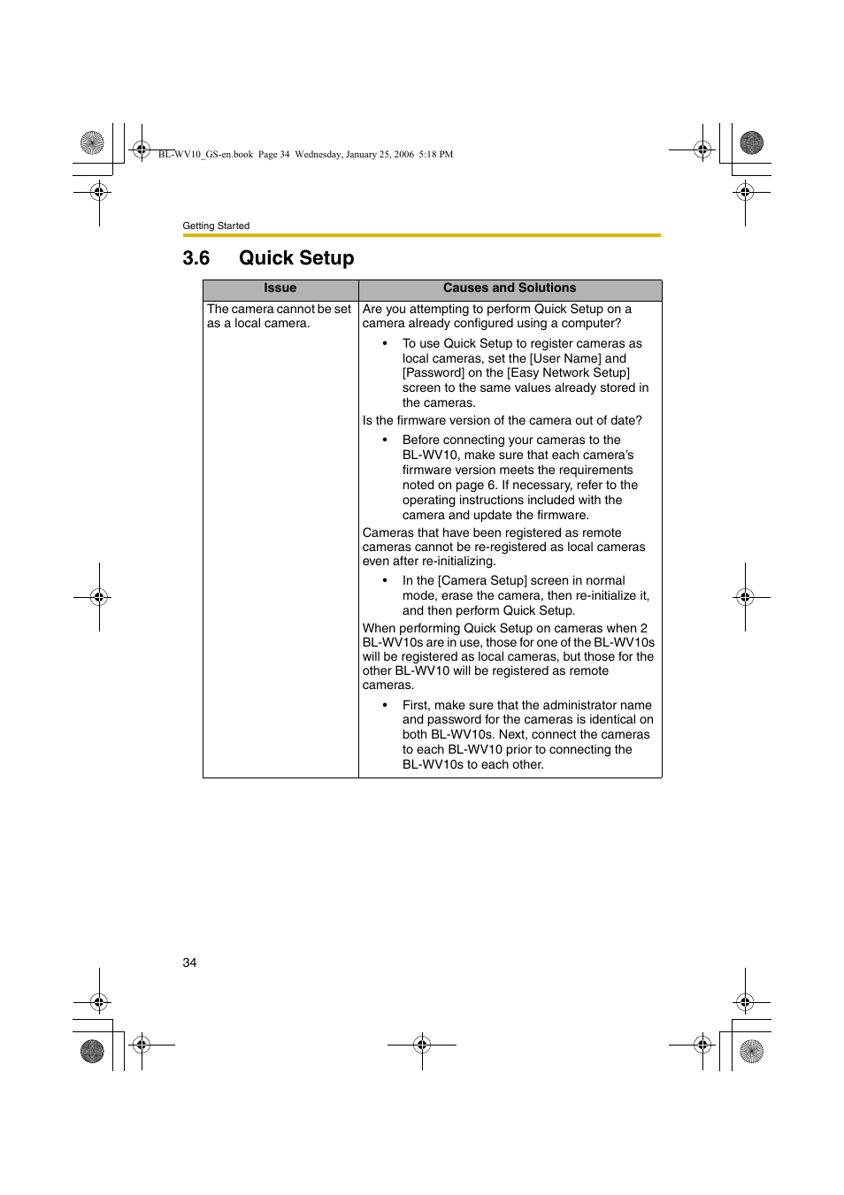 Quick setup, 6 quick setup | Panasonic BL-WV10 User Manual | Page 34 / 132