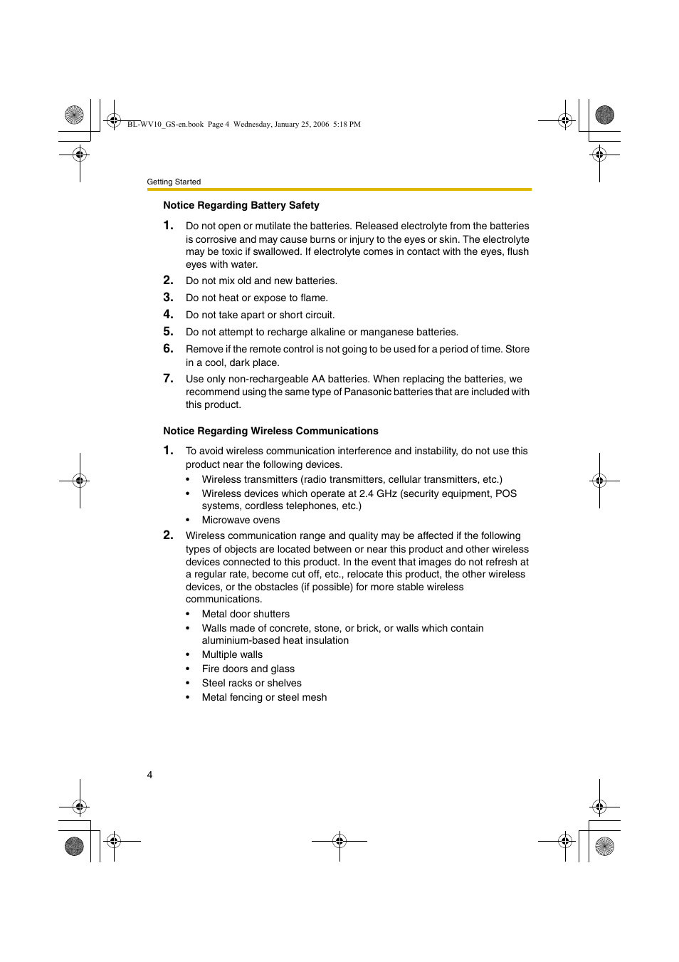 Panasonic BL-WV10 User Manual | Page 4 / 132