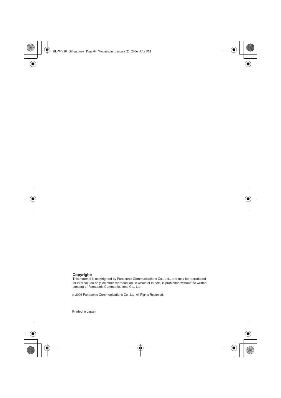 Panasonic BL-WV10 User Manual | Page 44 / 132