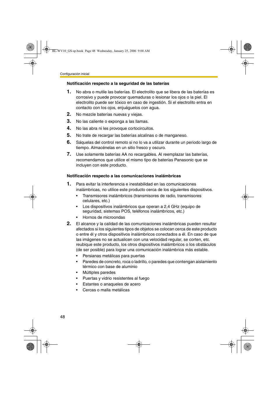 Panasonic BL-WV10 User Manual | Page 48 / 132