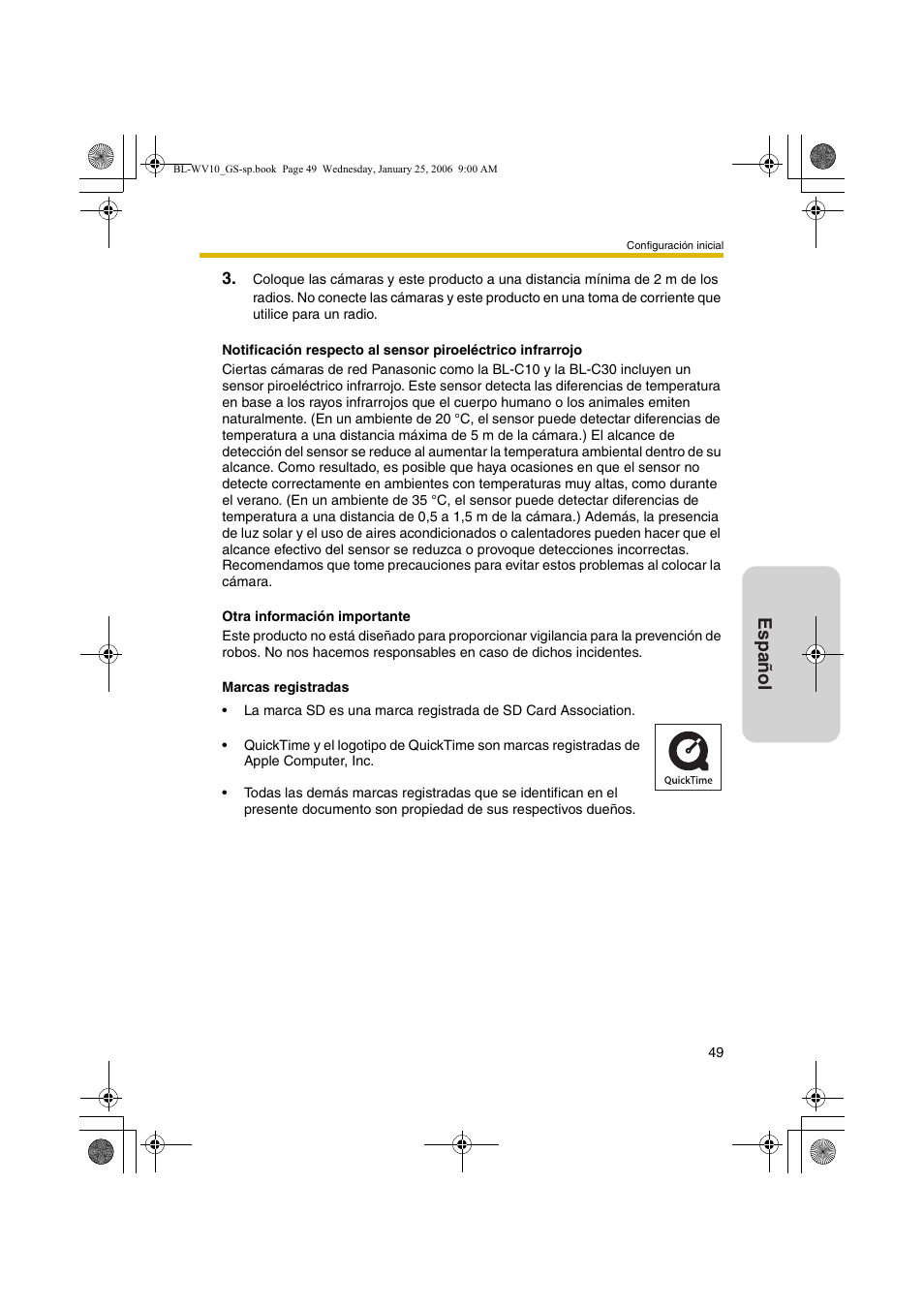 Español | Panasonic BL-WV10 User Manual | Page 49 / 132