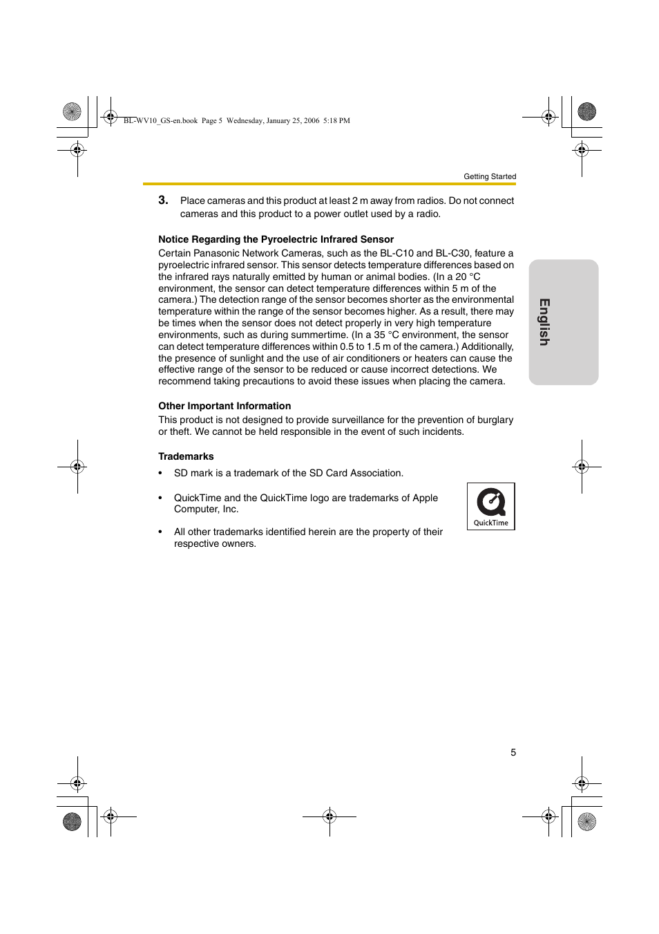 English | Panasonic BL-WV10 User Manual | Page 5 / 132