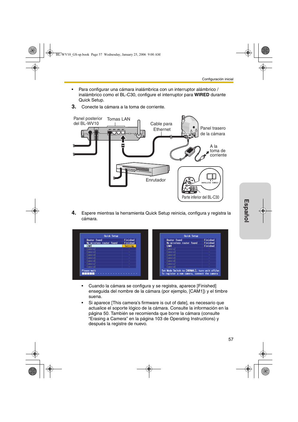 Español | Panasonic BL-WV10 User Manual | Page 57 / 132