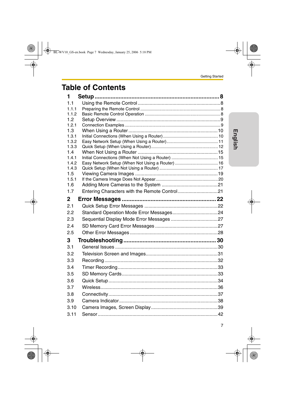 Panasonic BL-WV10 User Manual | Page 7 / 132