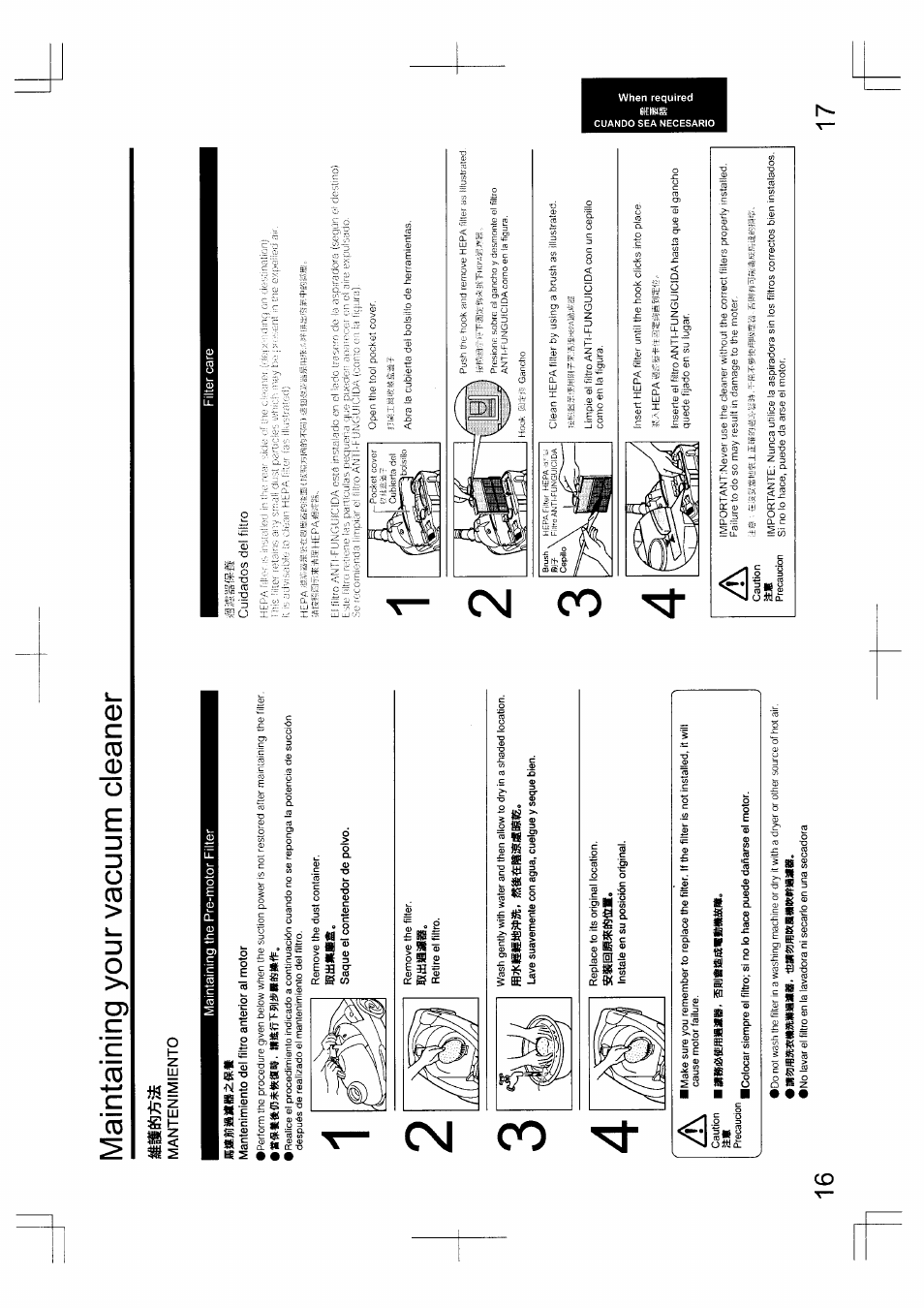 Mantenimiento, Maintaining your vacuum cleaner | Panasonic MC-5010 User Manual | Page 9 / 10