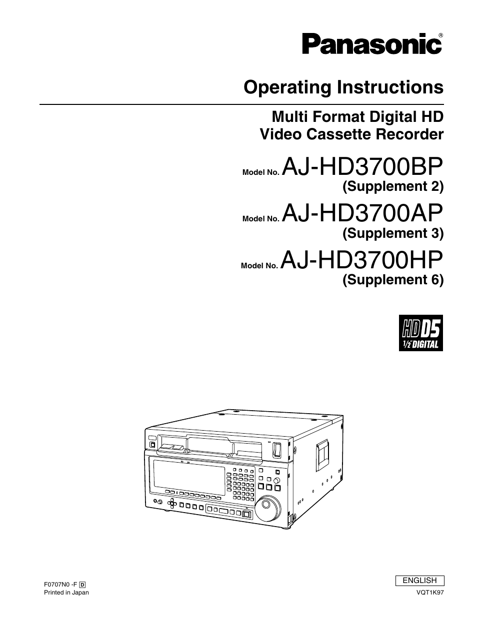 Panasonic AJ-HD3700HP User Manual | 18 pages