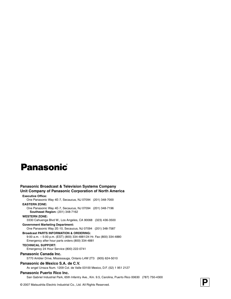 Panasonic AJ-HD3700HP User Manual | Page 18 / 18