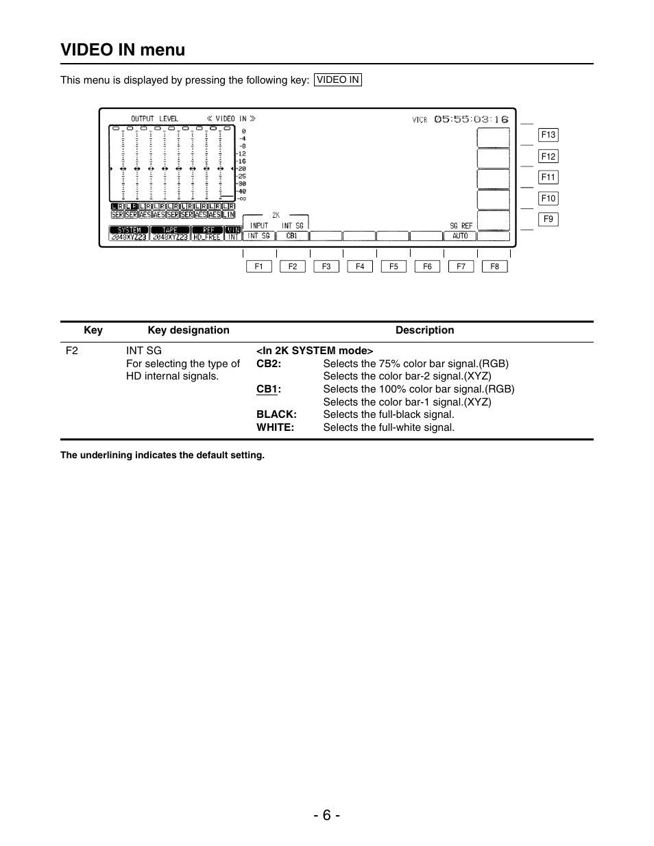 Video in menu | Panasonic AJ-HD3700HP User Manual | Page 6 / 18