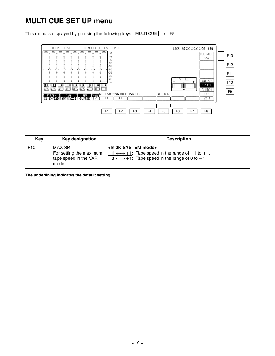 Multi cue set up menu | Panasonic AJ-HD3700HP User Manual | Page 7 / 18