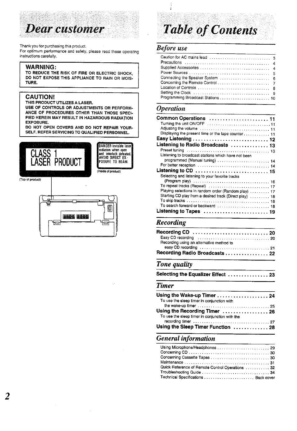 Panasonic RX-E300 User Manual | Page 2 / 36