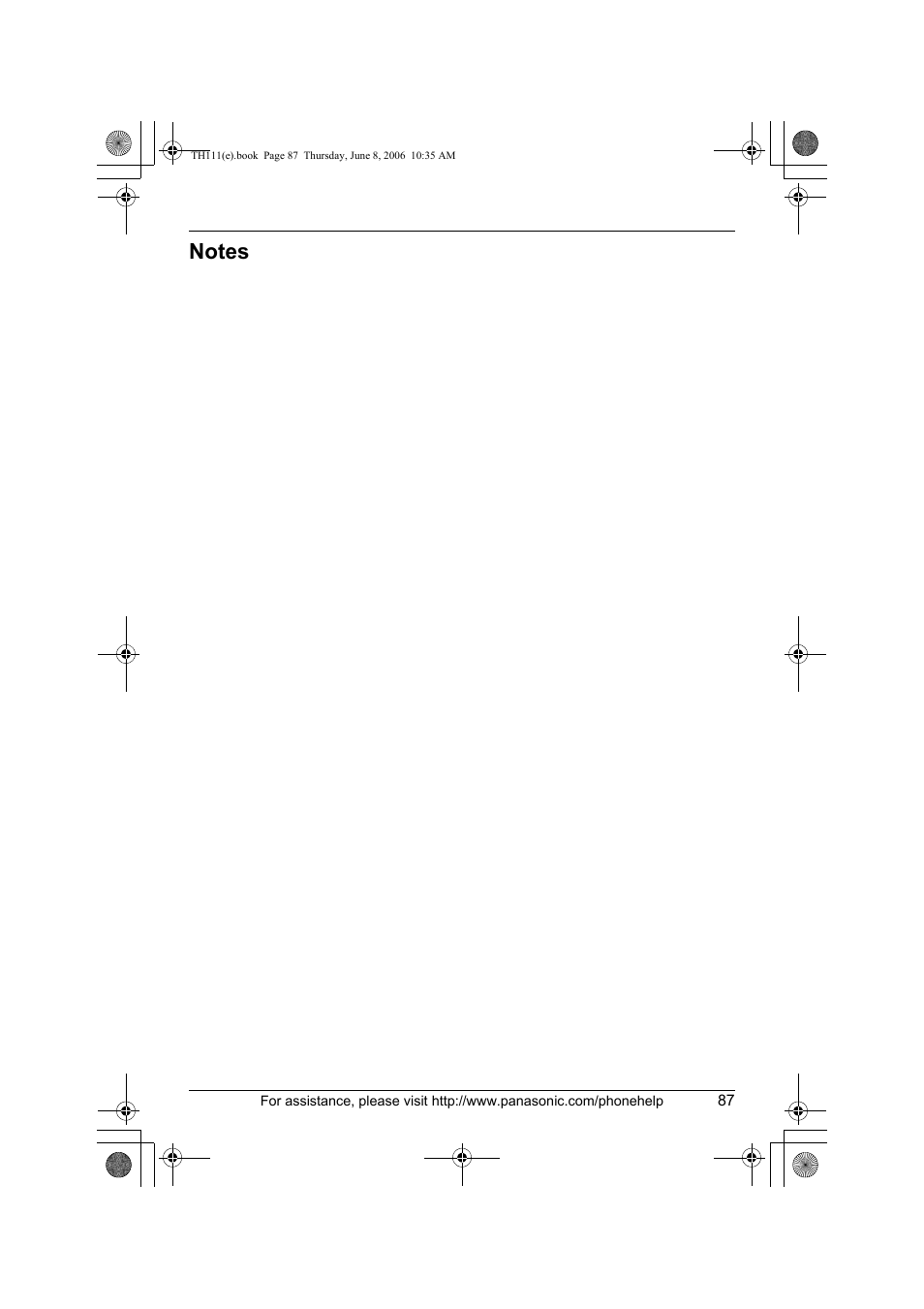 Panasonic KXTH111 User Manual | Page 87 / 88