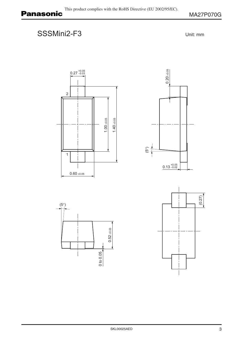 Sssmini2-f3, Unit: mm | Panasonic MA27P070G User Manual | Page 3 / 4