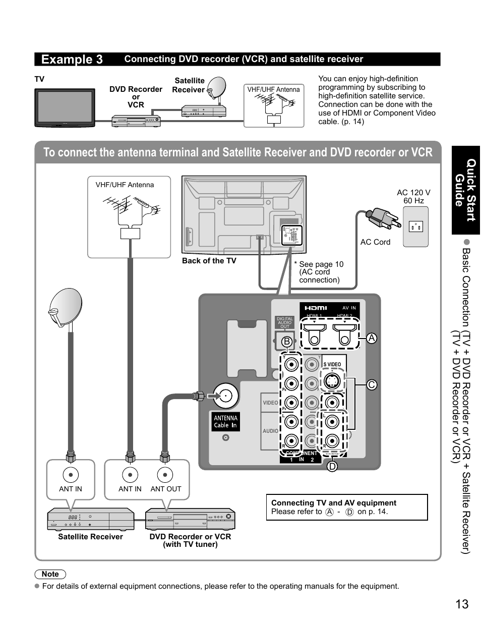 Example 3, Quick start guide, Bd a c | Panasonic TC-50PX14 User Manual | Page 13 / 58
