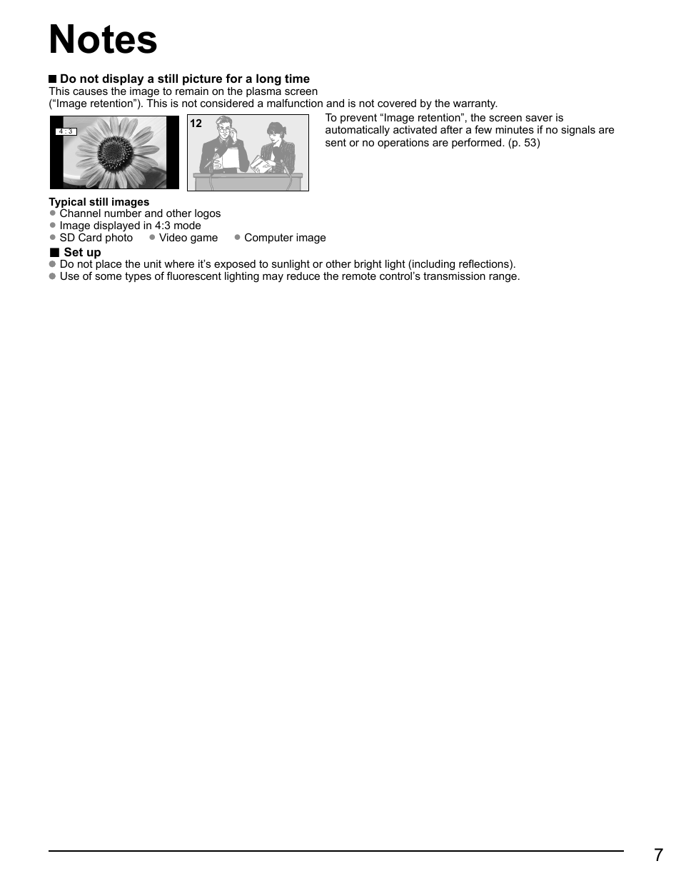 Notes | Panasonic TC-50PX14 User Manual | Page 7 / 58
