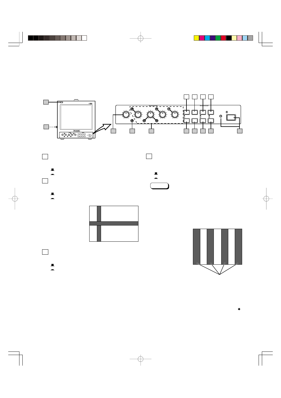 Front panel, 11 under scan switch, 12 pulse cross switch | 13 mono (color off) switch, 14 blue (blue check) switch | Panasonic BT-S950P User Manual | Page 5 / 12