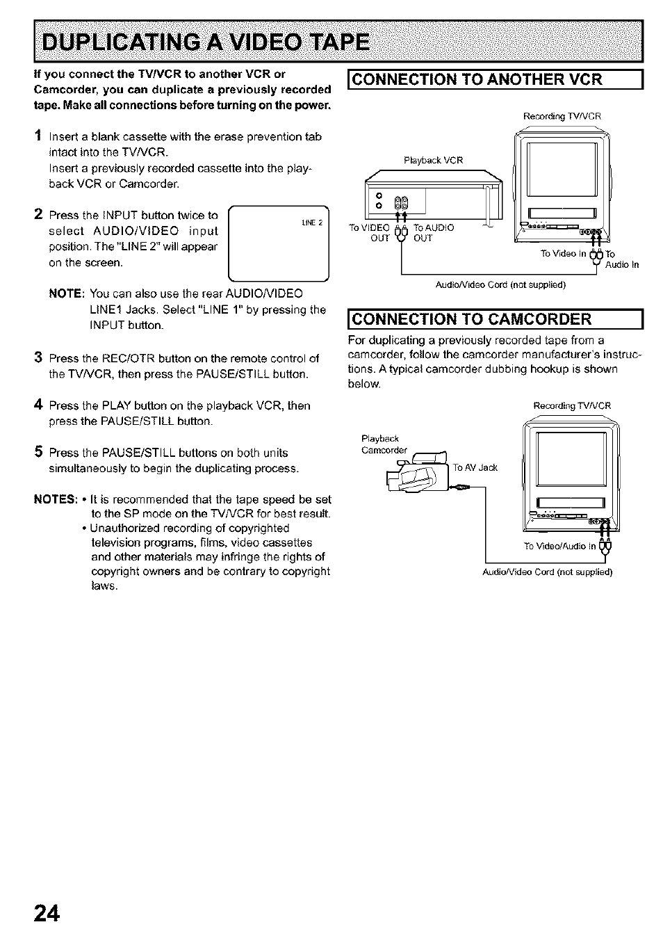 I connection to another vc | Panasonic PV C923 User Manual | Page 24 / 40