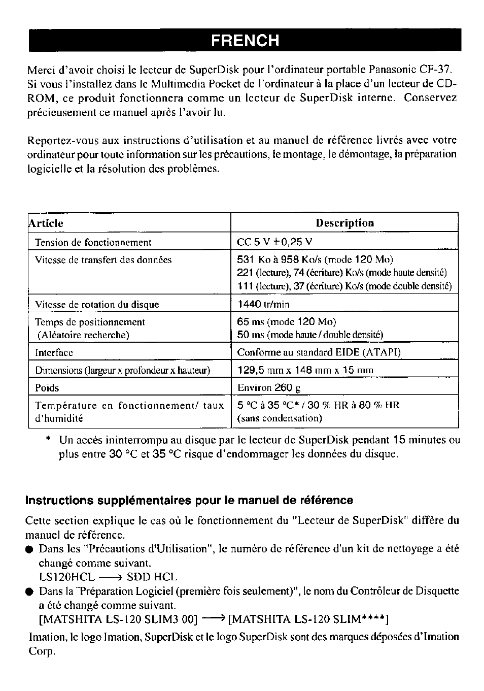 French | Panasonic CF-VFS372 User Manual | Page 2 / 4