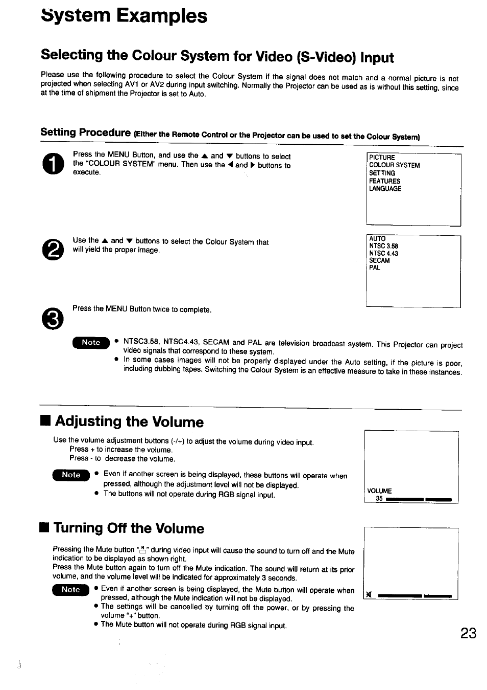 Bystem examples, Adjusting the volume, Turning off the volume | Panasonic TC-LT1 Series User Manual | Page 23 / 40