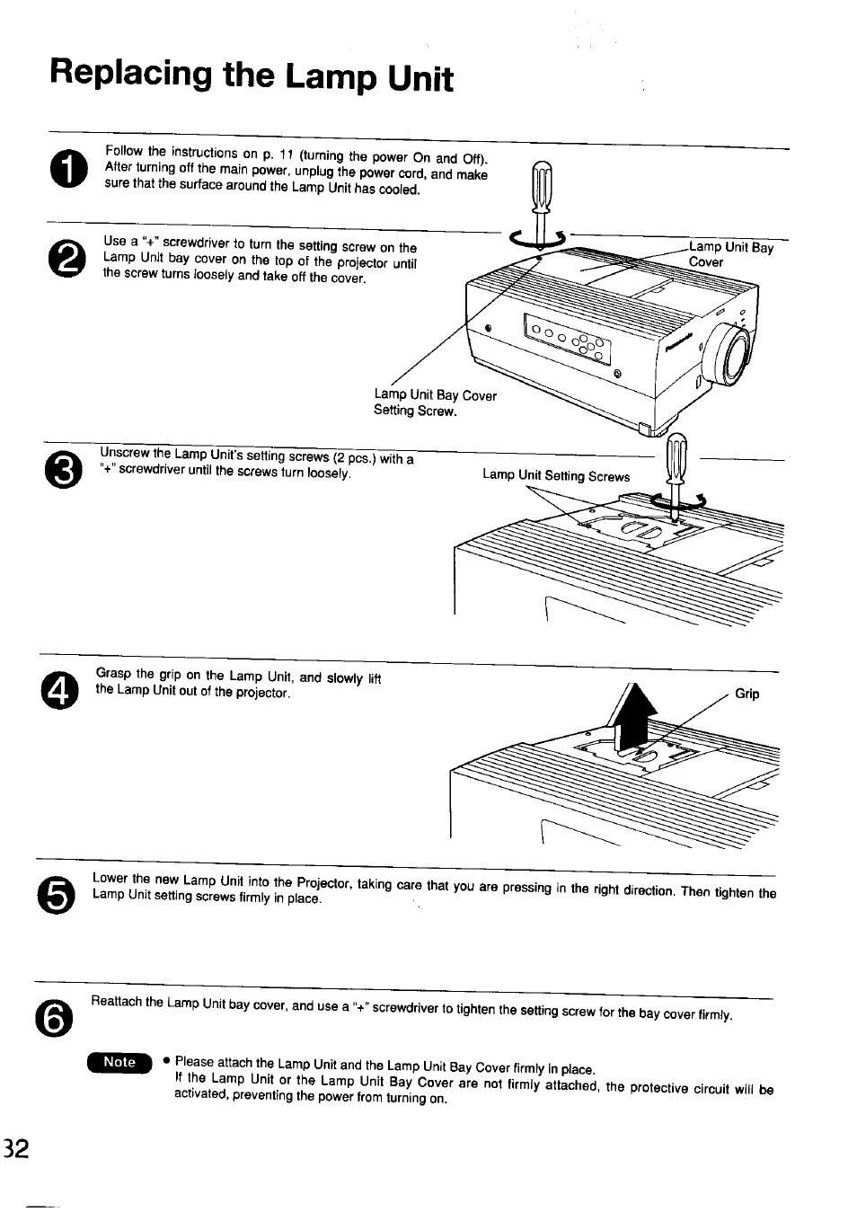 Replacing the lamp unit | Panasonic TC-LT1 Series User Manual | Page 32 / 40