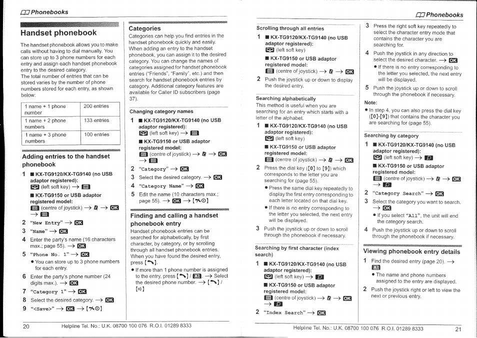 Handset phonebook | Panasonic KX-TG9150E User Manual | Page 11 / 34