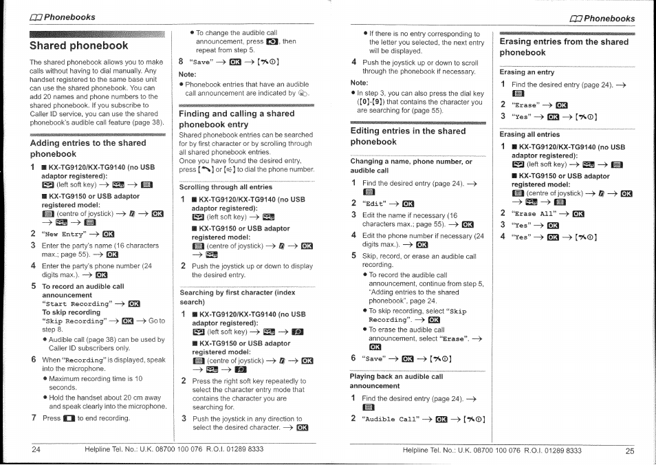 2 “edit” —> ia, Shared phonebook, Phonebook | 3 ‘‘yes” ■—> sa | Panasonic KX-TG9150E User Manual | Page 13 / 34