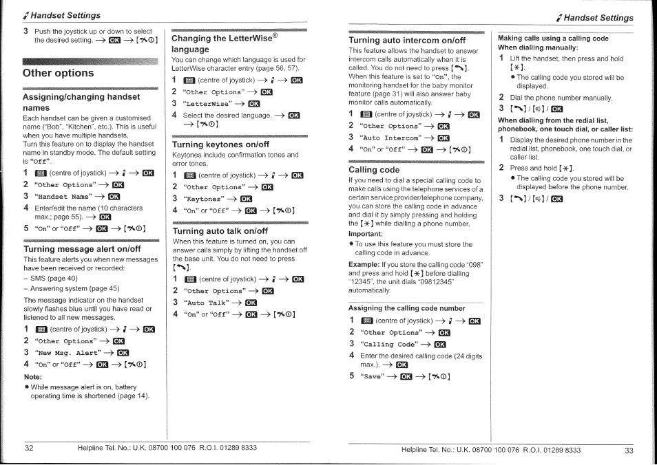 Other options | Panasonic KX-TG9150E User Manual | Page 17 / 34