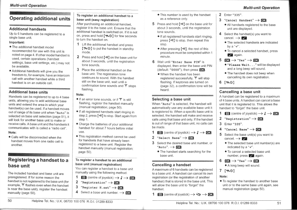 Operating additional units, Registering a handset to a base unit | Panasonic KX-TG9150E User Manual | Page 26 / 34