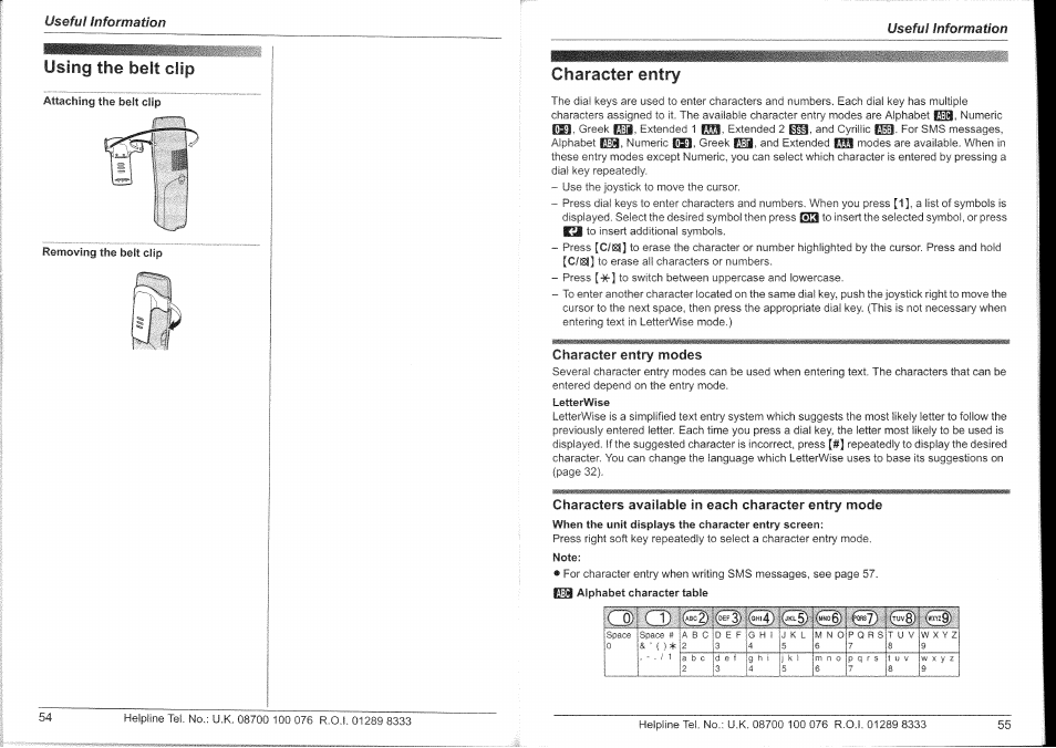 Ci’ cl' cd, Using the belt clip, Character entry | Panasonic KX-TG9150E User Manual | Page 28 / 34