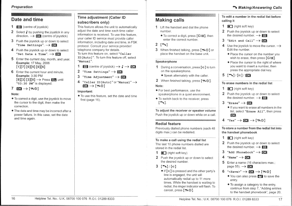 Date and time, Making calls | Panasonic KX-TG9150E User Manual | Page 9 / 34