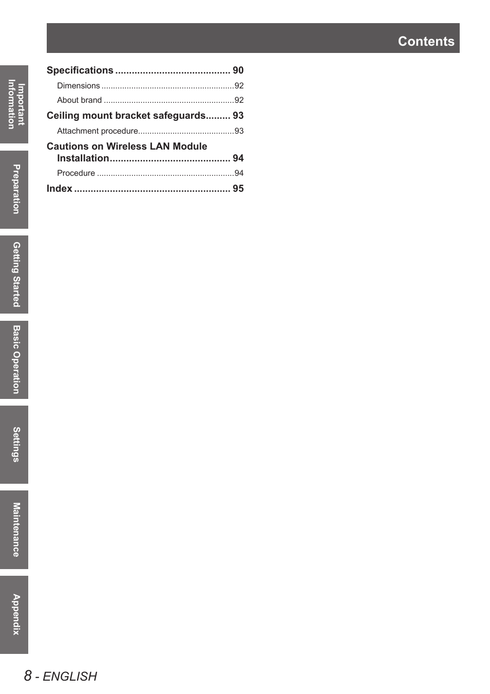 Panasonic TQBJ0350 User Manual | Page 8 / 96