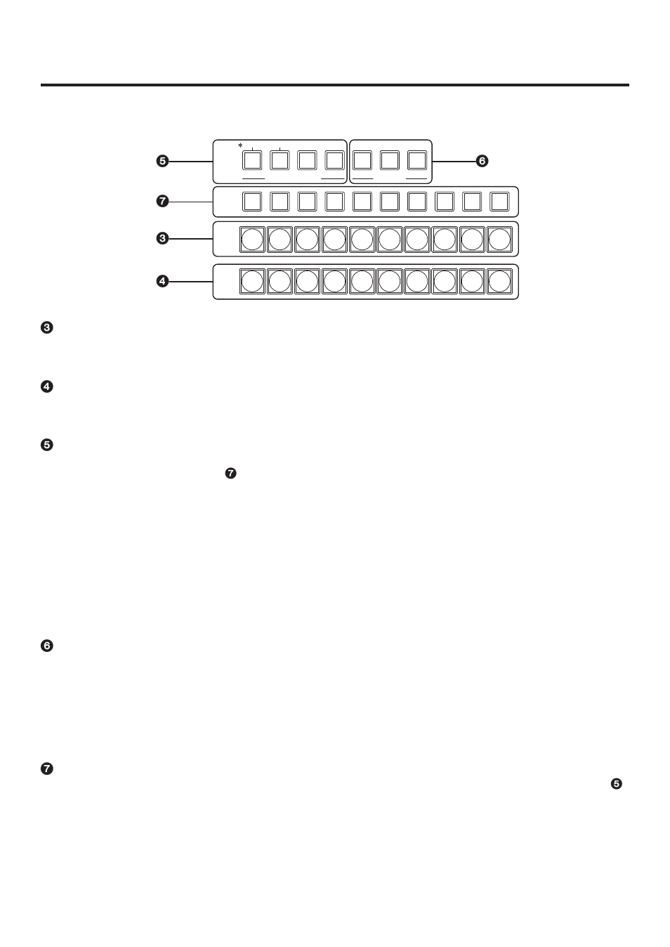 Functions in each area, 2. crosspoint area, 3 pgm/a bus crosspoint buttons [pgm/a 1 to 10 | 4pst/b bus crosspoint buttons [pst/b 1 to 10, 5aux bus selector buttons [key, dsk, pinp, aux, 7aux bus crosspoint buttons | Panasonic AV-HS400AE User Manual | Page 10 / 123