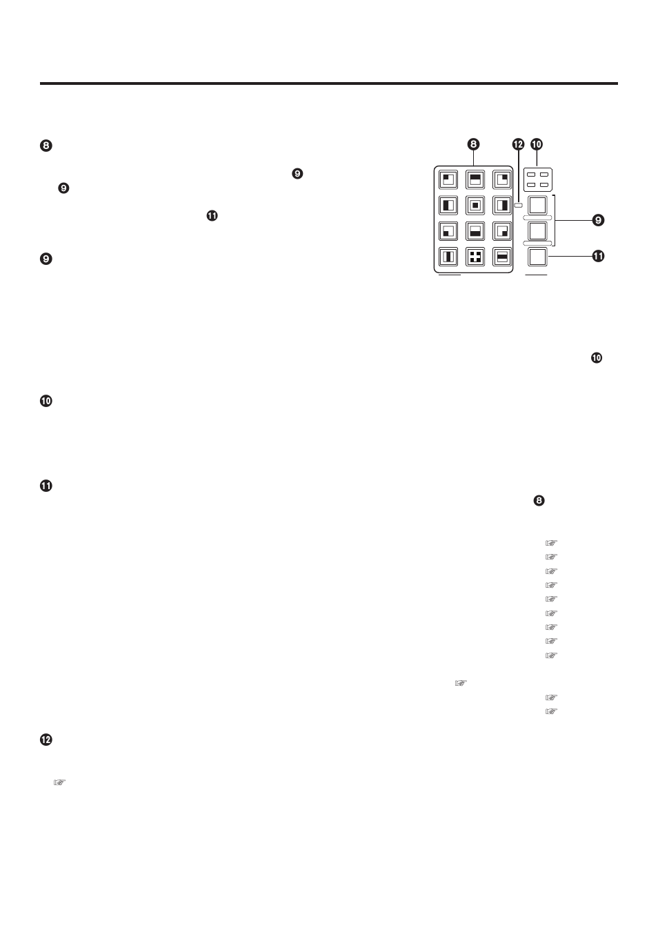 Functions in each area, 3. wipe area, 8wipe pattern selector buttons | 9bkgd, key pattern selector buttons, Pattern page indicator leds, Func button, Freeze status indicator led | Panasonic AV-HS400AE User Manual | Page 11 / 123