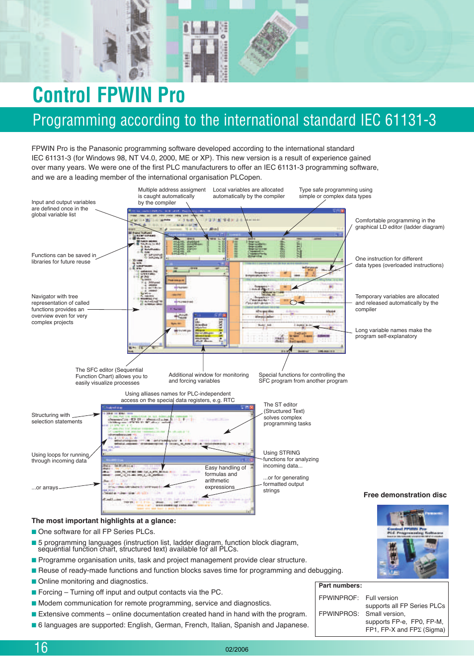 Control fpwin pro | Panasonic FP (Sigma) User Manual | Page 16 / 20