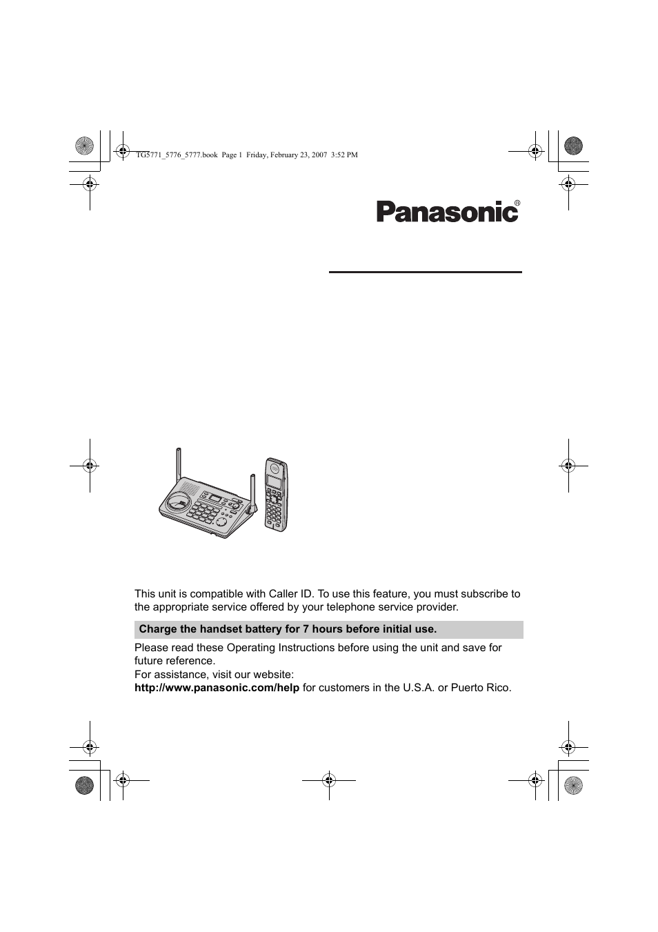 Panasonic KX-TG5771 User Manual | 84 pages