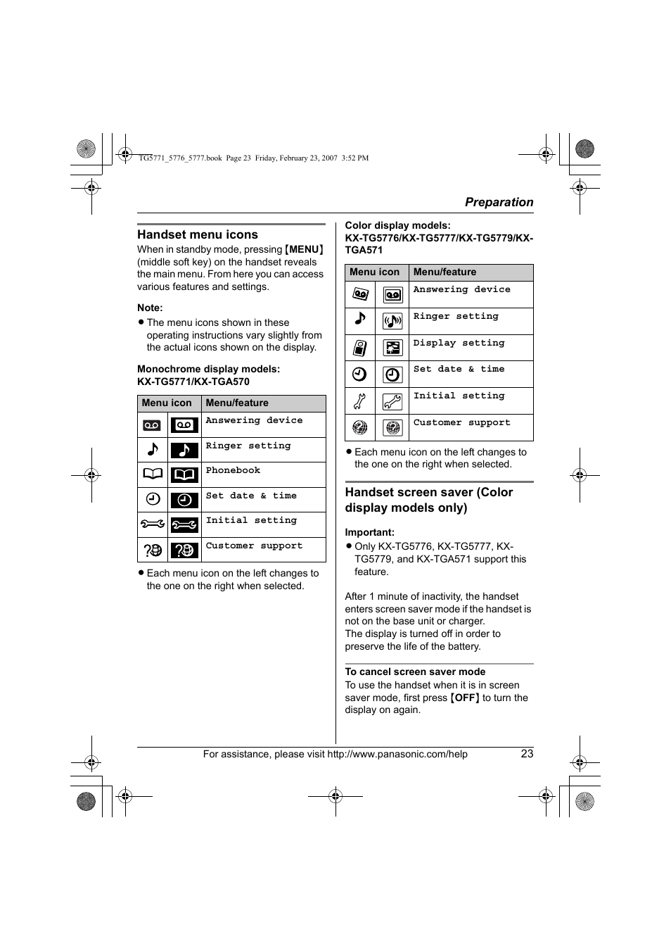 Panasonic KX-TG5771 User Manual | Page 23 / 84