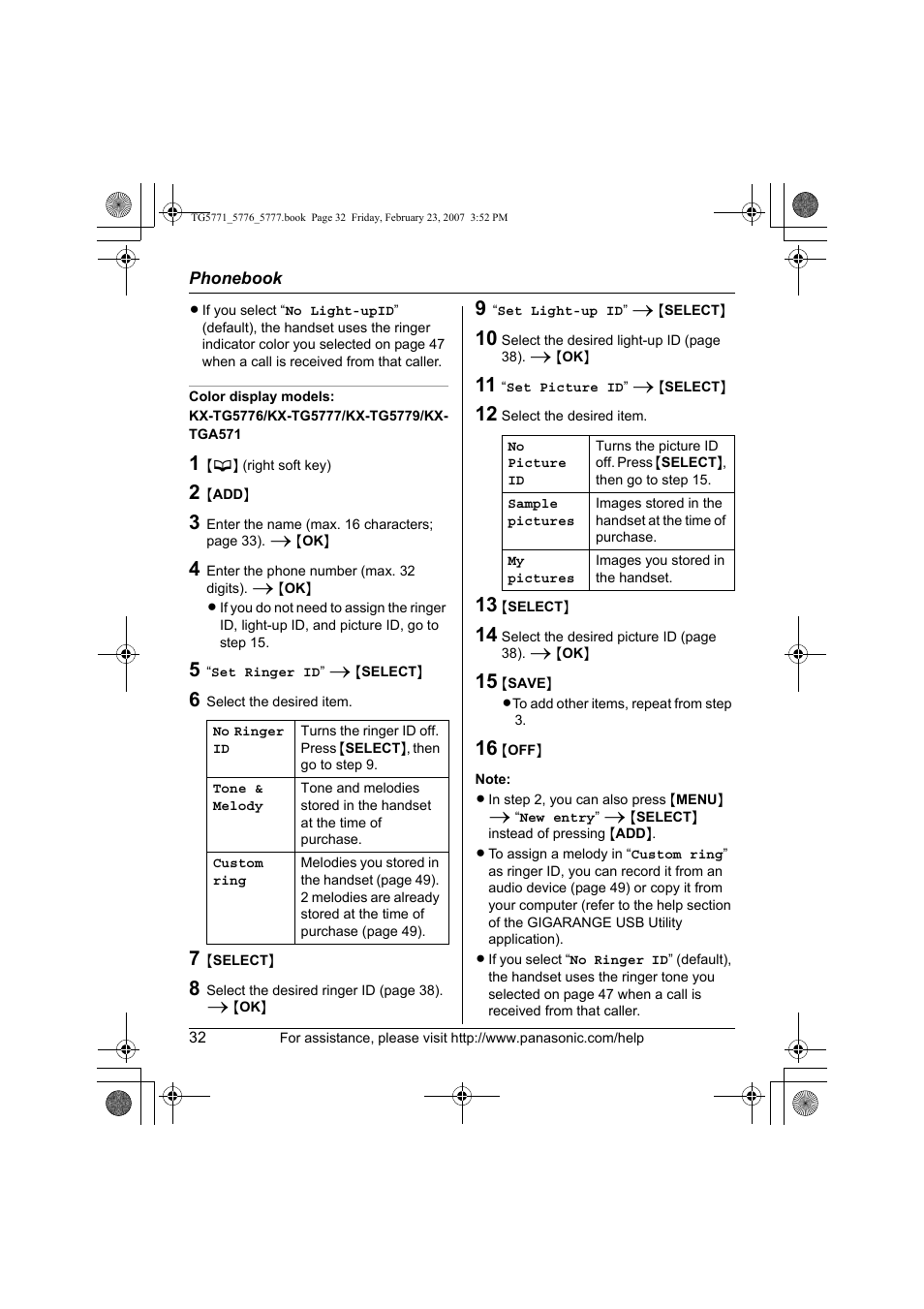 Panasonic KX-TG5771 User Manual | Page 32 / 84