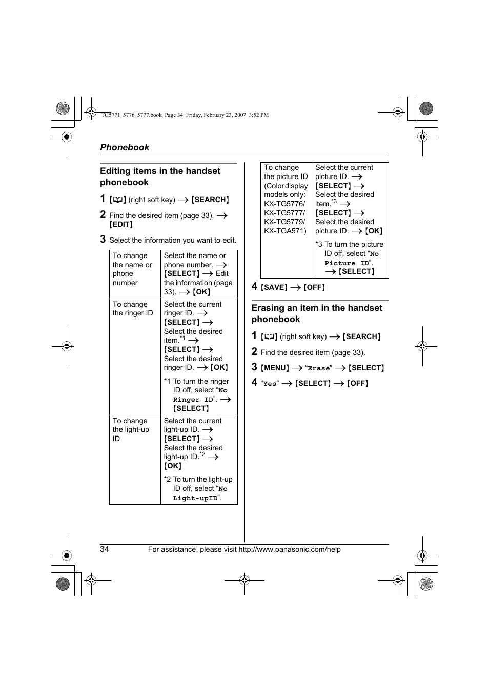 Panasonic KX-TG5771 User Manual | Page 34 / 84