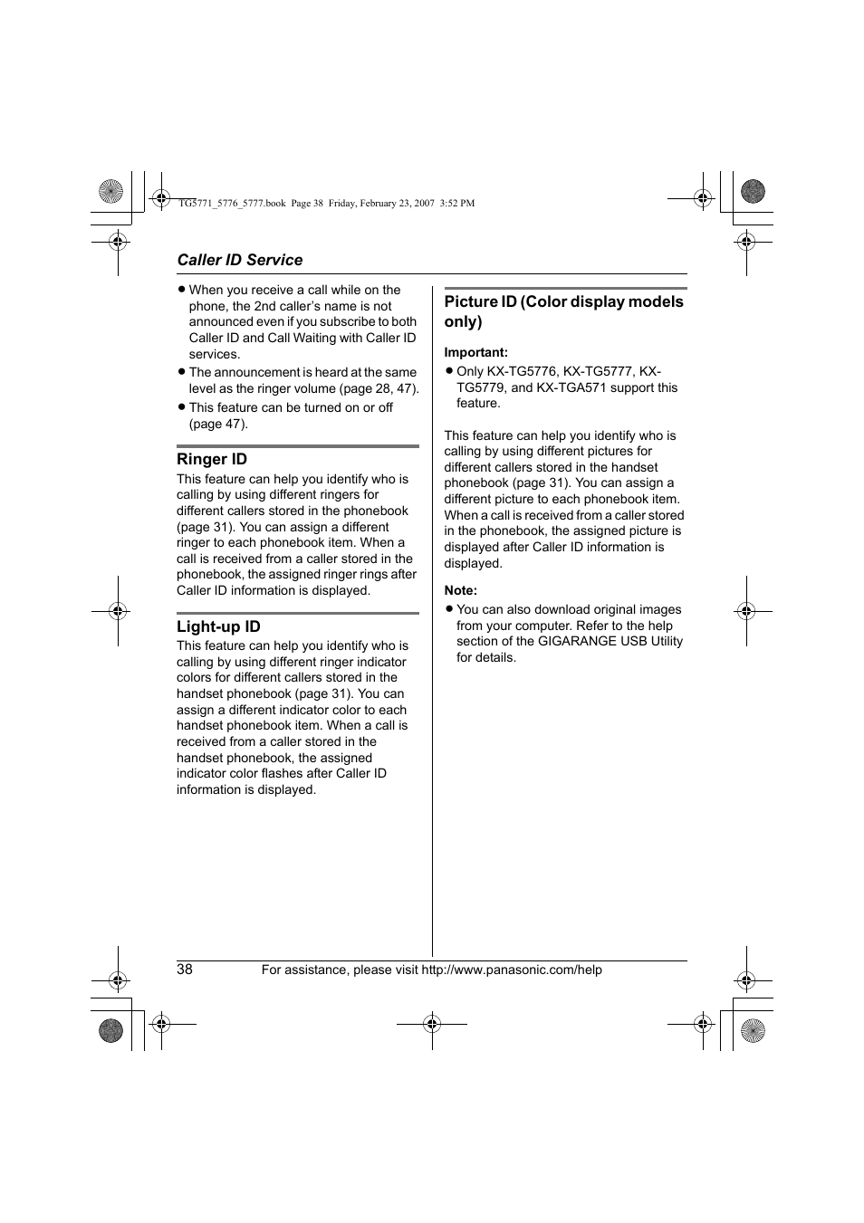 Panasonic KX-TG5771 User Manual | Page 38 / 84