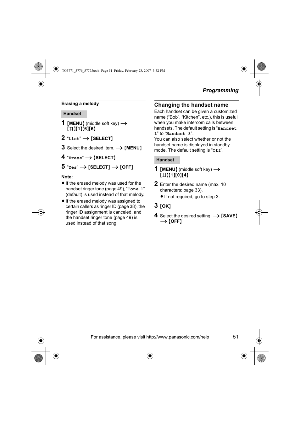 Panasonic KX-TG5771 User Manual | Page 51 / 84