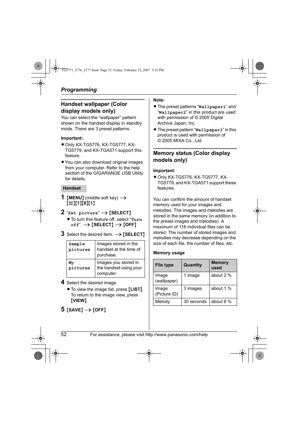 Panasonic KX-TG5771 User Manual | Page 52 / 84