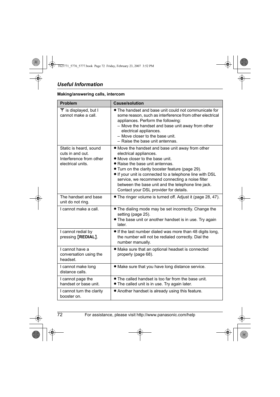 Panasonic KX-TG5771 User Manual | Page 72 / 84